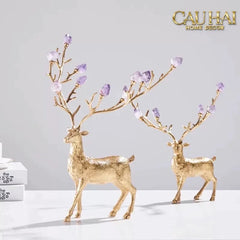 Maison Couture - Set 2 Tượng Đồng Thiên Hươu Amethyst Celestial Guardian Of Caladenia H25 H40-CẬU HAI HOME DECOR