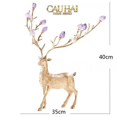 Maison Couture - Set 2 Tượng Đồng Thiên Hươu Amethyst Celestial Guardian Of Caladenia H25 H40-CẬU HAI HOME DECOR