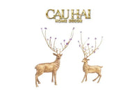 Maison Couture - Set 2 Tượng Đồng Thiên Hươu Amethyst Celestial Guardian Of Caladenia H25 H40-CẬU HAI HOME DECOR
