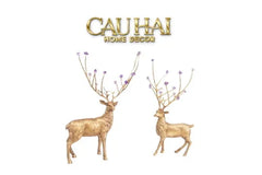 Maison Couture - Set 2 Tượng Đồng Thiên Hươu Amethyst Celestial Guardian Of Caladenia H25 H40-CẬU HAI HOME DECOR