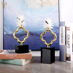 Maison Couture - Set 2 Tượng Hoa 4 Cánh Bằng Đồng Avalon Clover White Quartz 13x30-CẬU HAI HOME DECOR