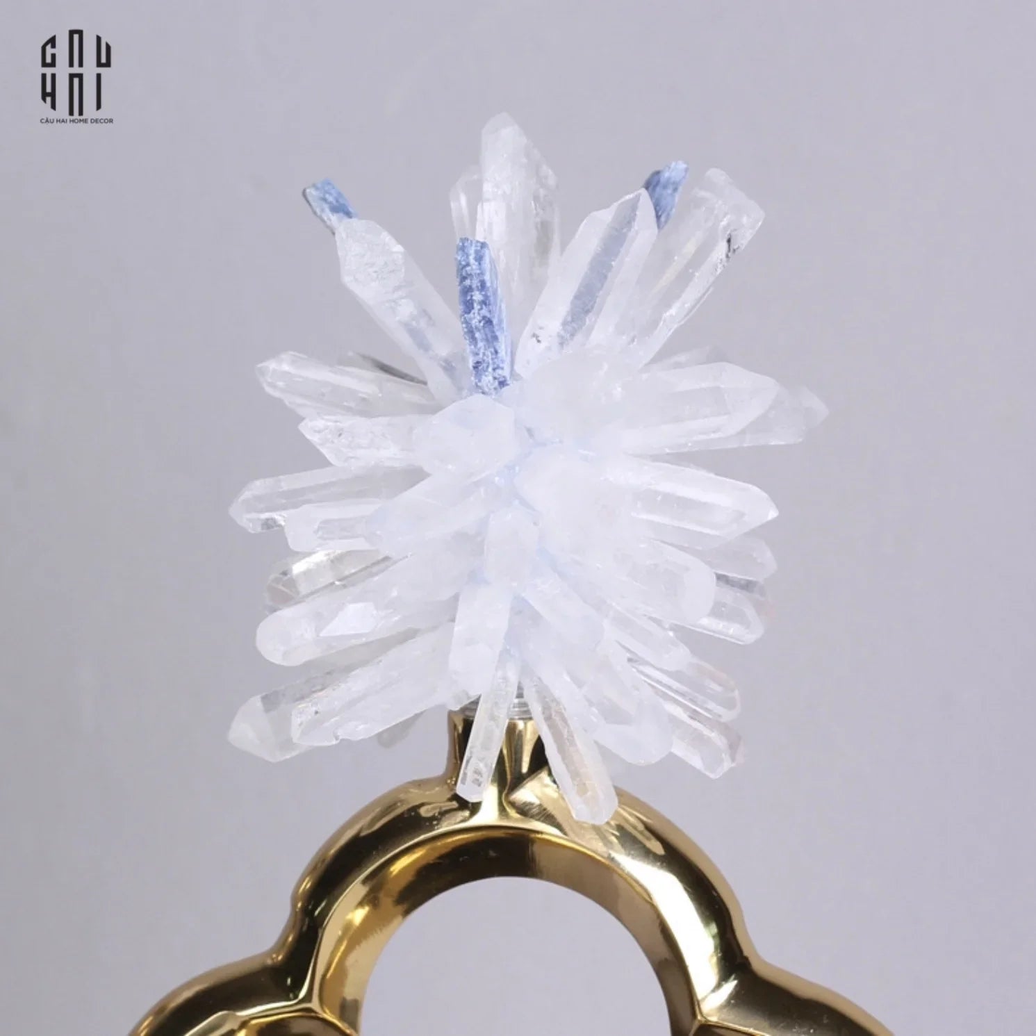 Maison Couture - Set 2 Tượng Hoa 4 Cánh Bằng Đồng Avalon Clover White Quartz 13x30-CẬU HAI HOME DECOR