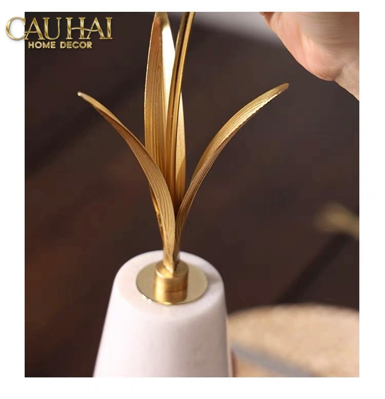 Maison Couture - Set 2 Tượng Hoa Hồng Gốm Sứ Roseraie Blanche D'Or 2pcs-Tượng Decor-CẬU HAI HOME DECOR-CẬU HAI HOME DECOR
