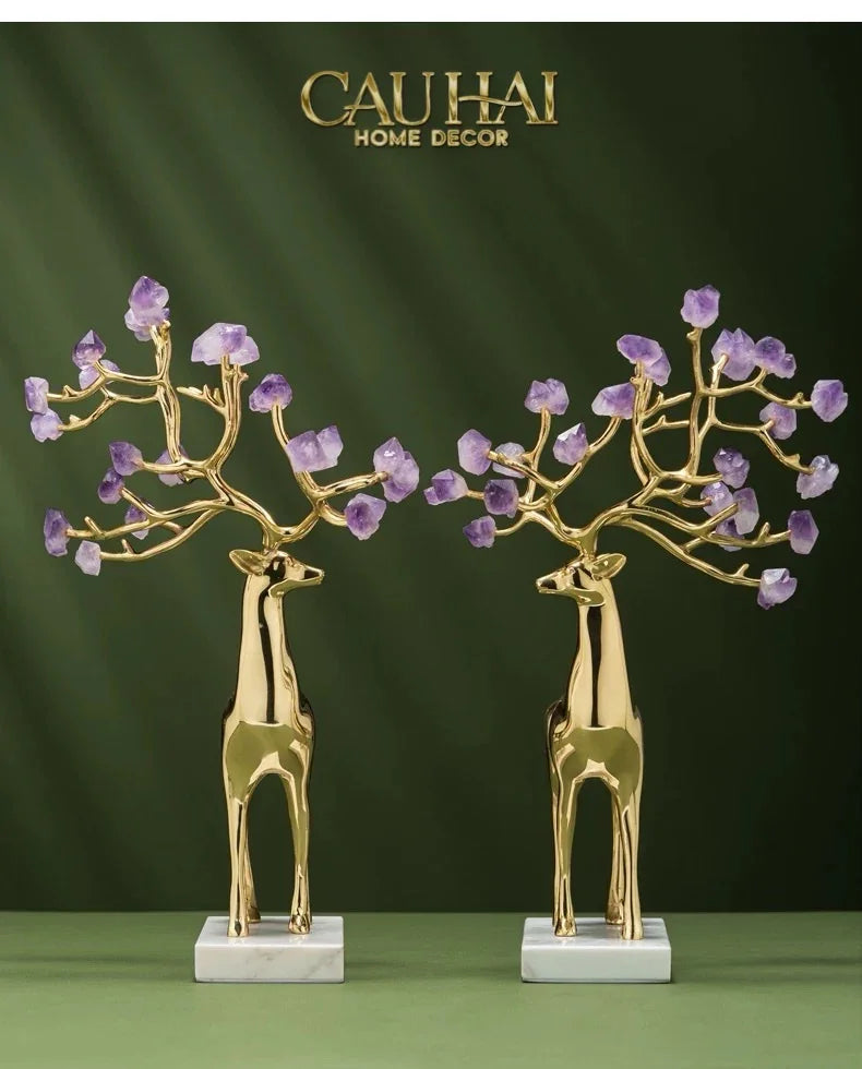 Maison Couture - Set 2 Tượng Hươu Đồng Omega Améthyste Les Sentinelles De La Forêt-CẬU HAI HOME DECOR