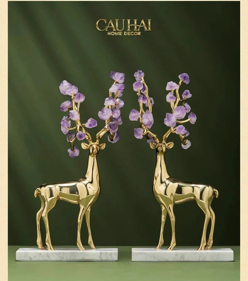 Maison Couture - Set 2 Tượng Hươu Đồng Omega Améthyste Les Sentinelles De La Forêt-CẬU HAI HOME DECOR