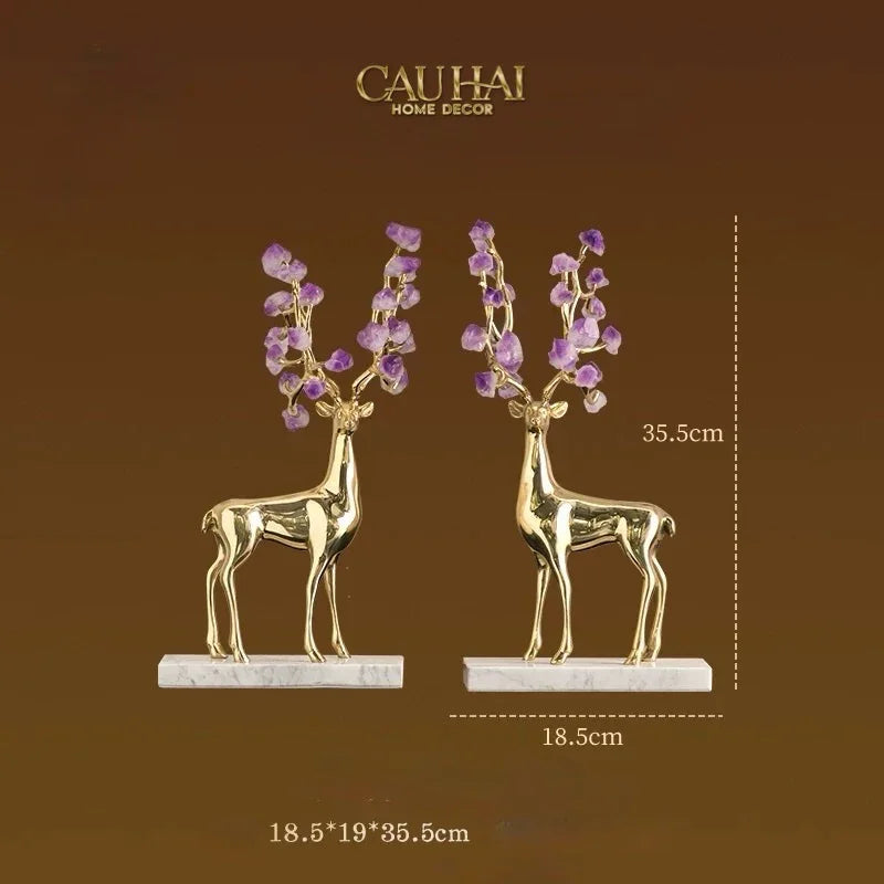 Maison Couture - Set 2 Tượng Hươu Đồng Omega Améthyste Les Sentinelles De La Forêt-CẬU HAI HOME DECOR