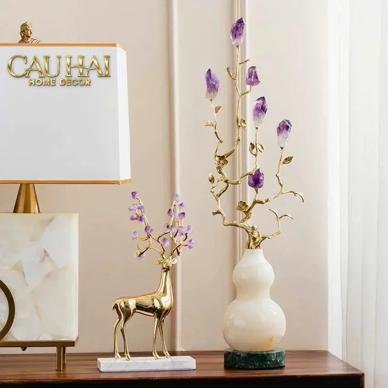 Maison Couture - Set 2 Tượng Hươu Đồng Omega Améthyste Les Sentinelles De La Forêt-CẬU HAI HOME DECOR