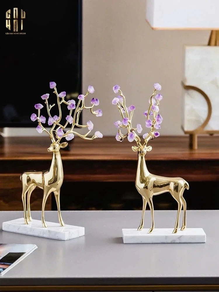Maison Couture - Set 2 Tượng Hươu Đồng Omega Améthyste Les Sentinelles De La Forêt-CẬU HAI HOME DECOR