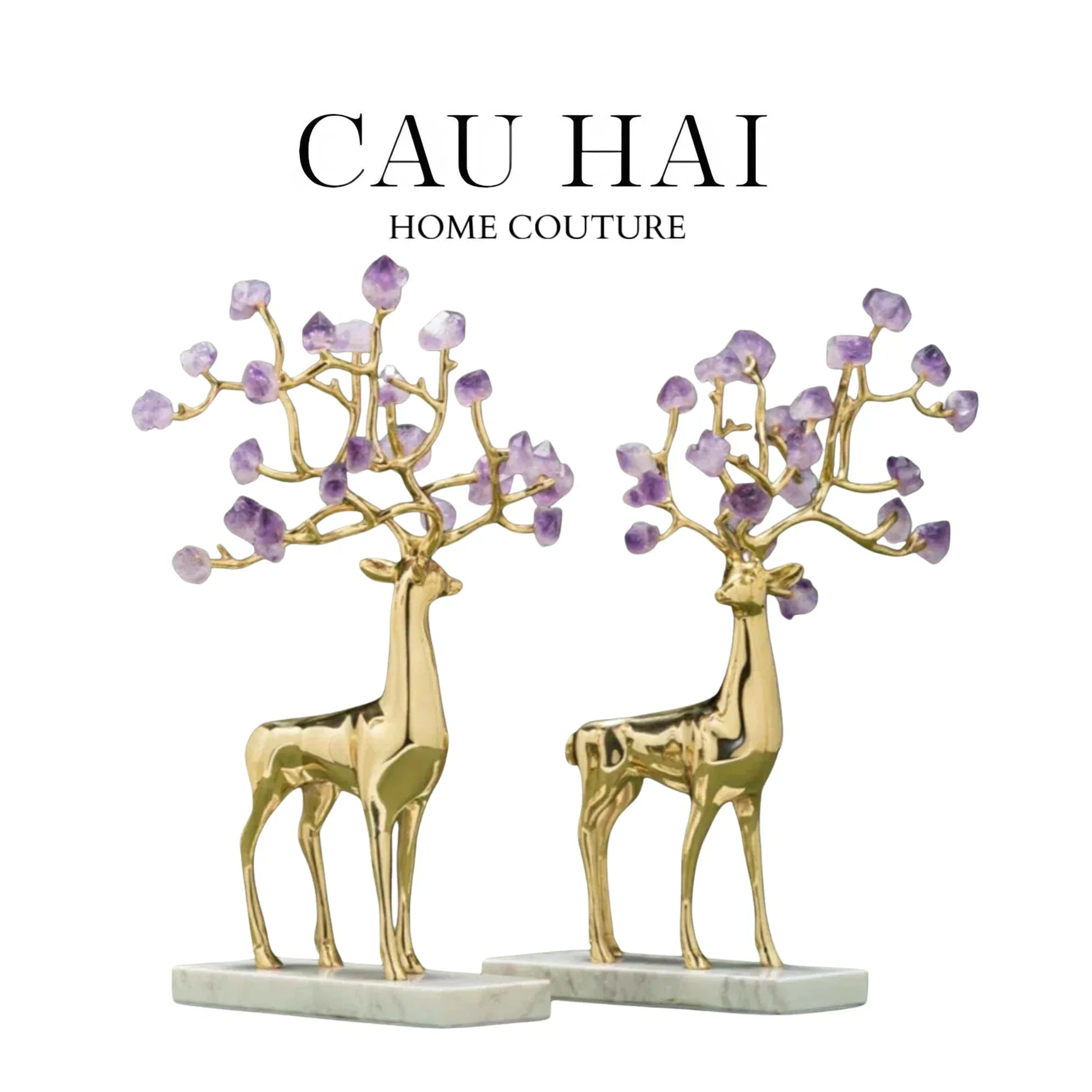 Maison Couture - Set 2 Tượng Hươu Đồng Omega Améthyste Les Sentinelles De La Forêt-CẬU HAI HOME DECOR