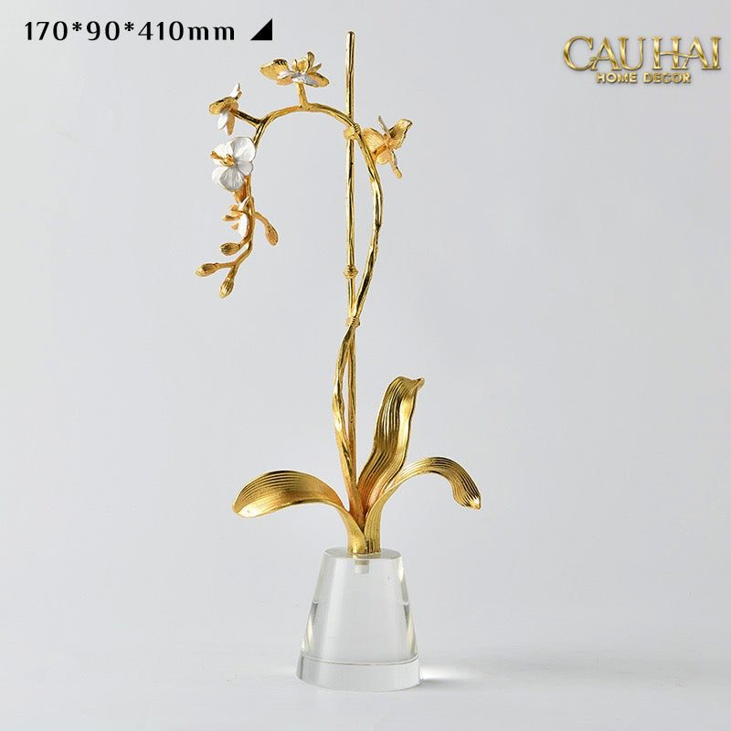 Maison Couture - Set 2 Tượng Kim Điệp Phúc Lâm Haute Orchid Golden Branches H41 / H31-CẬU HAI HOME DECOR