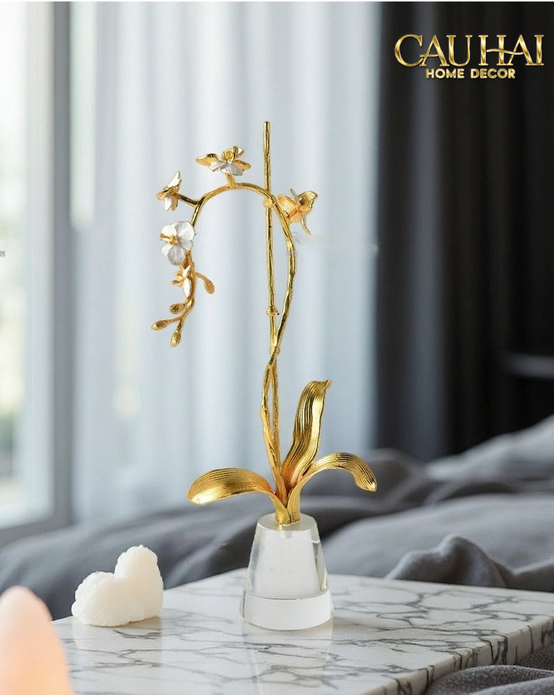 Maison Couture - Set 2 Tượng Kim Điệp Phúc Lâm Haute Orchid Golden Branches H41 / H31-CẬU HAI HOME DECOR