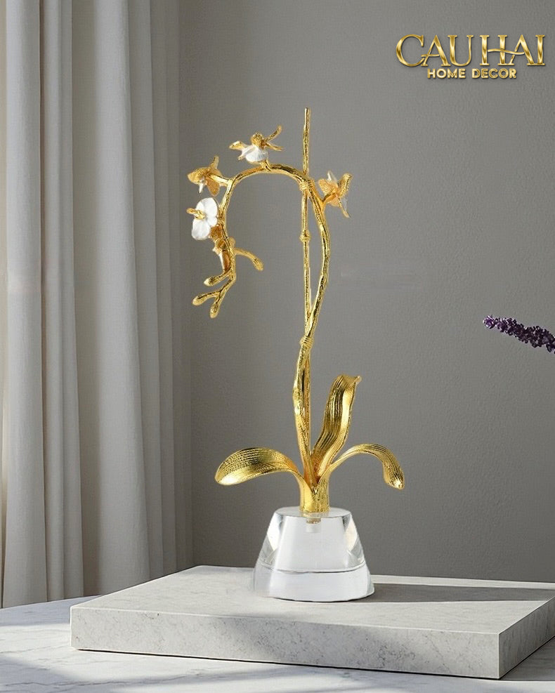 Maison Couture - Set 2 Tượng Kim Điệp Phúc Lâm Haute Orchid Golden Branches H41 / H31-CẬU HAI HOME DECOR