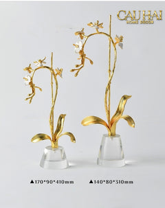 Maison Couture - Set 2 Tượng Kim Điệp Phúc Lâm Haute Orchid Golden Branches H41 / H31-CẬU HAI HOME DECOR
