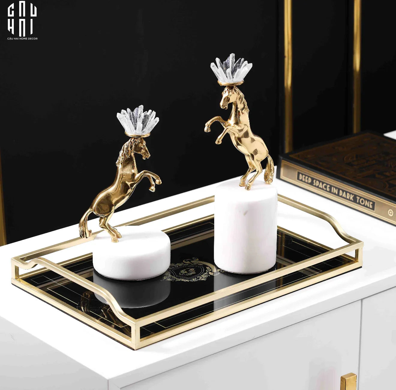 Maison Couture - Set 2 Tượng Ngựa Royal Horse Blue Quartz-CẬU HAI HOME DECOR