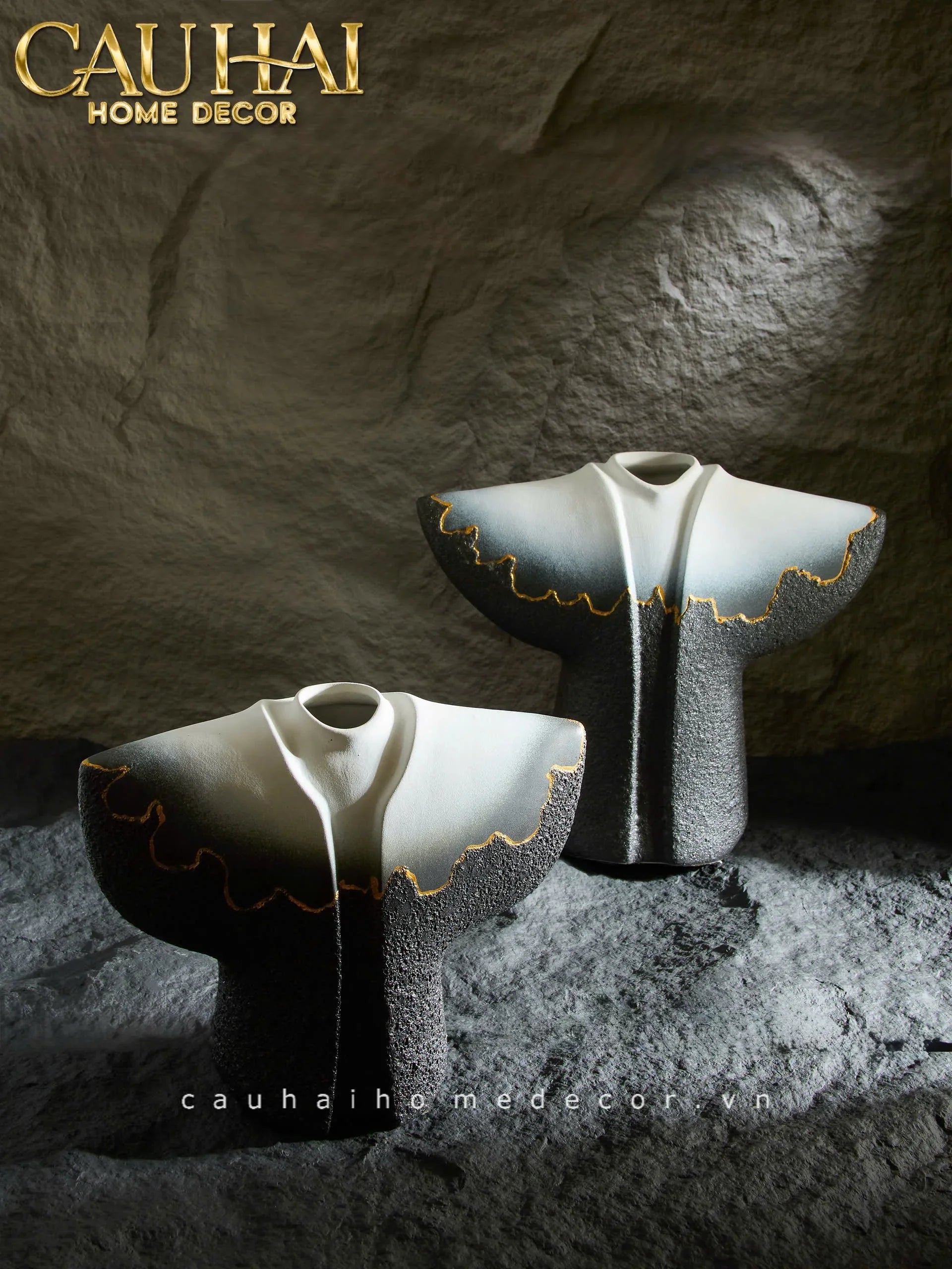 Maison Couture - Set 2 Tượng Quốc Phục Oriental Traditional Costume Lava Mantle H30/35-CẬU HAI HOME DECOR