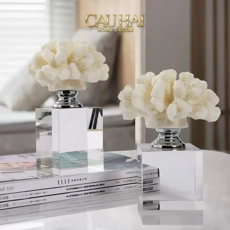 Maison Couture - Set 2 Tượng San Hô Đế Pha Lê Azure Tidal Aether Coral-CẬU HAI HOME DECOR