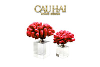 Maison Couture - Set 2 Tượng San Hô Lửa Đế Pha Lê Ashen Pyre Cristalleries Coral Sculptures-CẬU HAI HOME DECOR