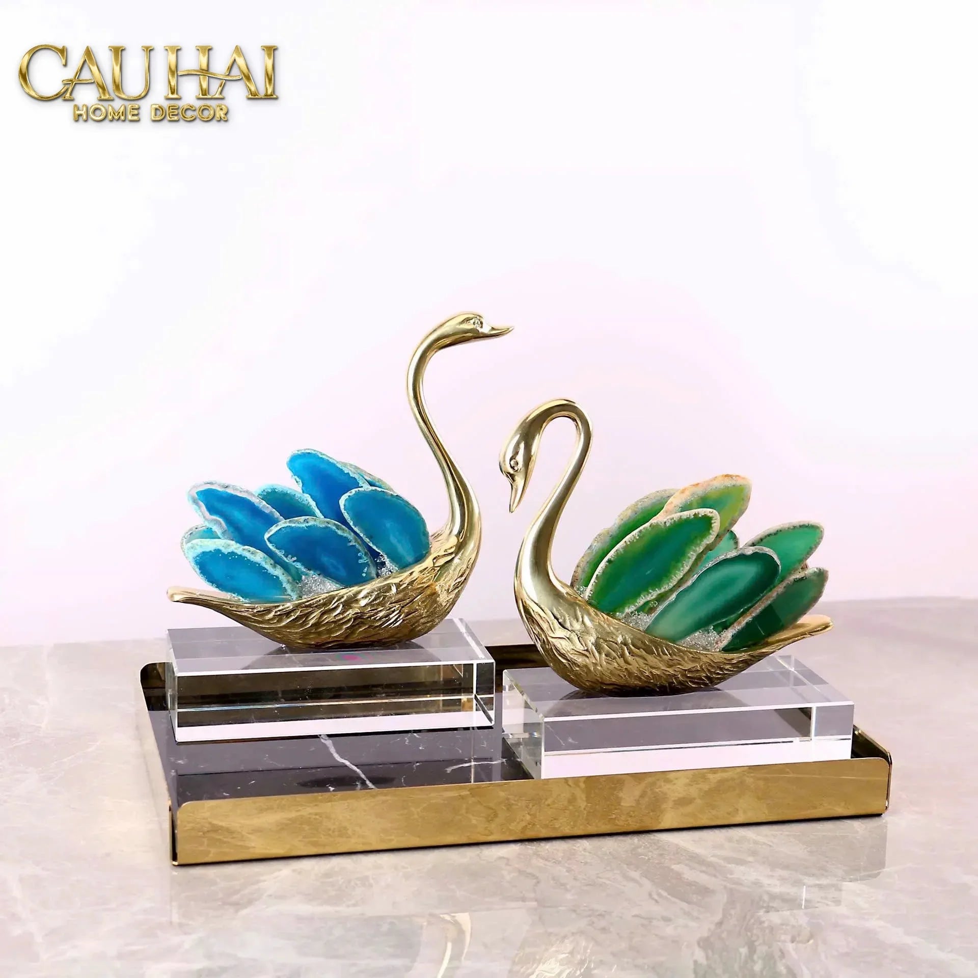 Maison Couture - Set 2 Tượng Thiên Nga Brasson Swan Gemstone - Ligne Cygne D’Amour-CẬU HAI HOME DECOR