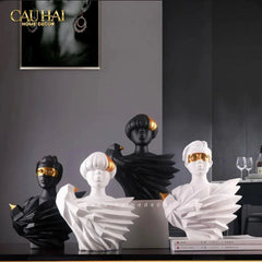Maison Couture - Set 2 Tượng Twin Angel Prince- Hoàng Tử Thiên Sứ Aurea Silent Masquerade 35x25x15(1)-CẬU HAI HOME DECOR
