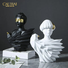 Maison Couture - Set 2 Tượng Twin Angel Prince- Hoàng Tử Thiên Sứ Aurea Silent Masquerade 35x25x15(1)-CẬU HAI HOME DECOR
