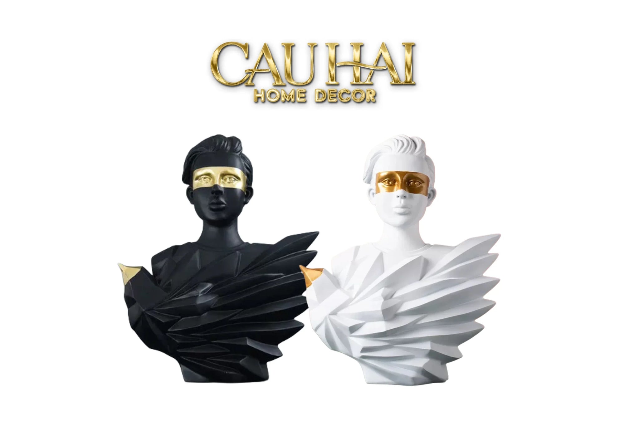 Maison Couture - Set 2 Tượng Twin Angel Prince- Hoàng Tử Thiên Sứ Aurea Silent Masquerade 35x25x15(1)-CẬU HAI HOME DECOR