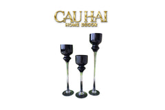 Maison Couture - Set 3 Bình Hoa Pha Lê Đen Chân Cao Allure Cristallerie Noire Rituel 40/50/60-CẬU HAI HOME DECOR