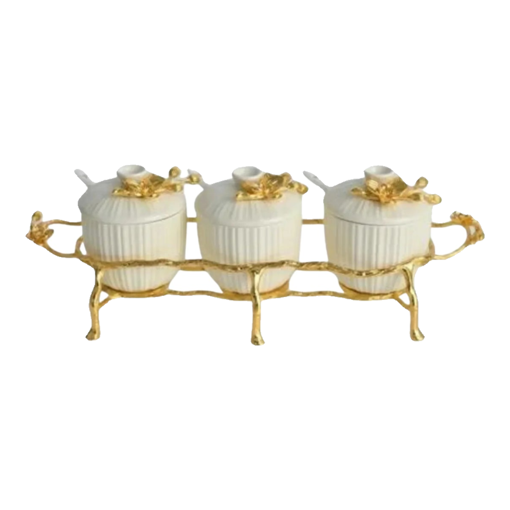 Maison Couture - Set 3 Lọ Gia Vị Golden Brassob Branch Trilogy-Hoa Lụa-Đối tác tại Trung Quốc theo từng đơn đặt hàng-CẬU HAI HOME DECOR