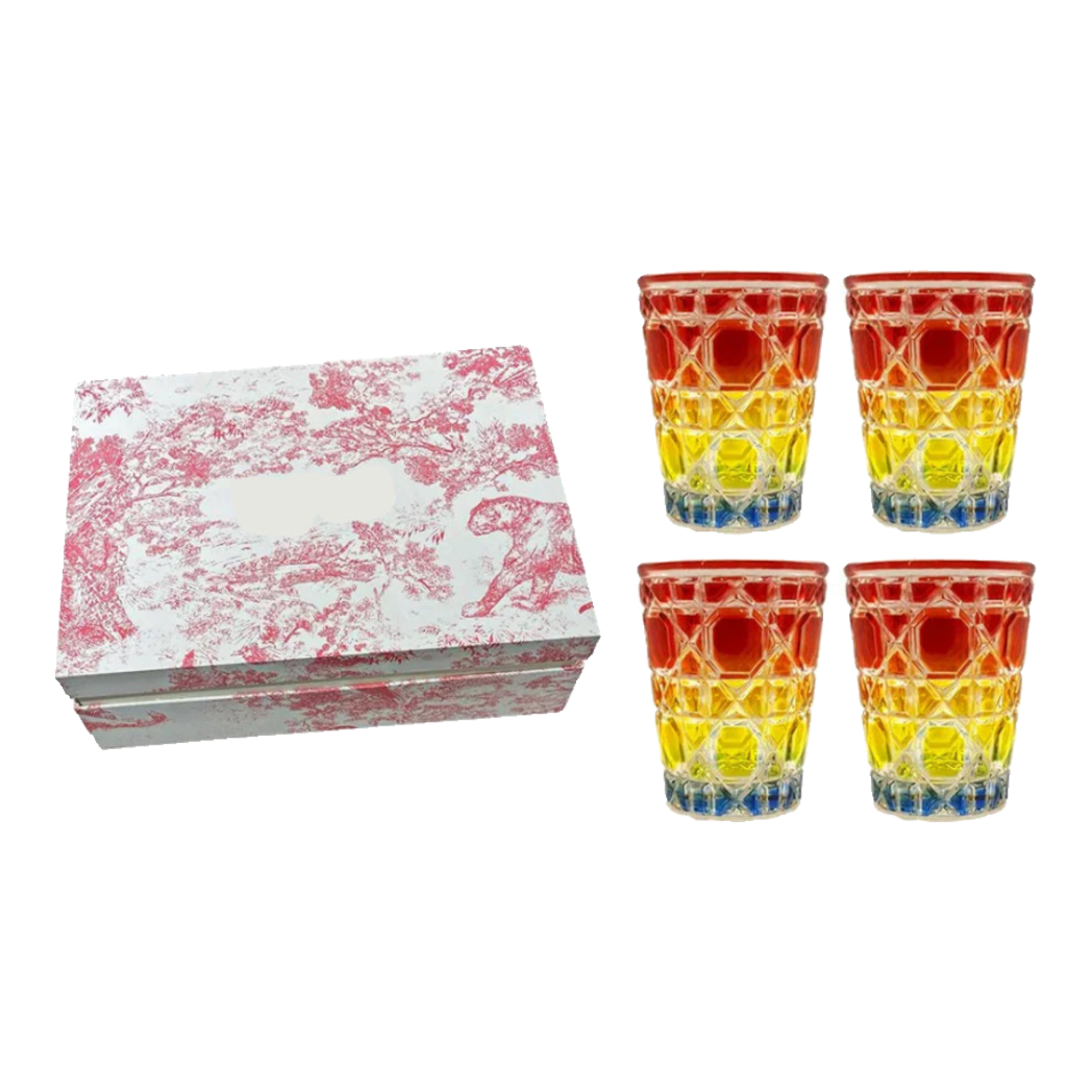 Maison Couture - Set 2 Ly Cocktail Thuỷ Tinh 7 Màu D'Or Diamant Facetté Lumière-LY THỦY TINH-Đối tác tại Trung Quốc theo từng đơn đặt hàng-CẬU HAI HOME DECOR