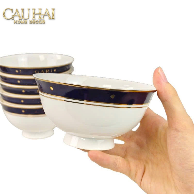 Maison Couture - Set 6 Chén Kèm Muỗng Sứ Belle Vie Luxe Blanc & Bleu Minuit Signature 12 Pcs-SET CHÉN DĨA-CẬU HAI HOME DECOR-CẬU HAI HOME DECOR