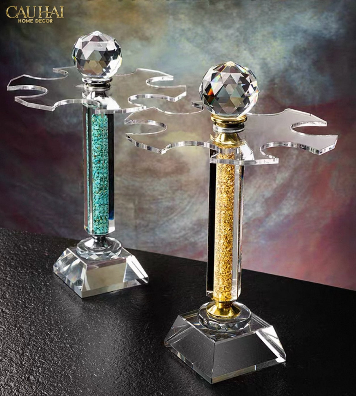 Maison Couture - Set 6 Ly Bia Thuỷ Tinh Glacier Cyan Gems Cristalleries Rack 370Ml-LY THỦY TINH-CẬU HAI HOME DECOR-CẬU HAI HOME DECOR