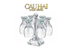Maison Couture - Set 6 Ly Bia Thuỷ Tinh Glacier Cyan Gems Cristalleries Rack 370Ml-CẬU HAI HOME DECOR