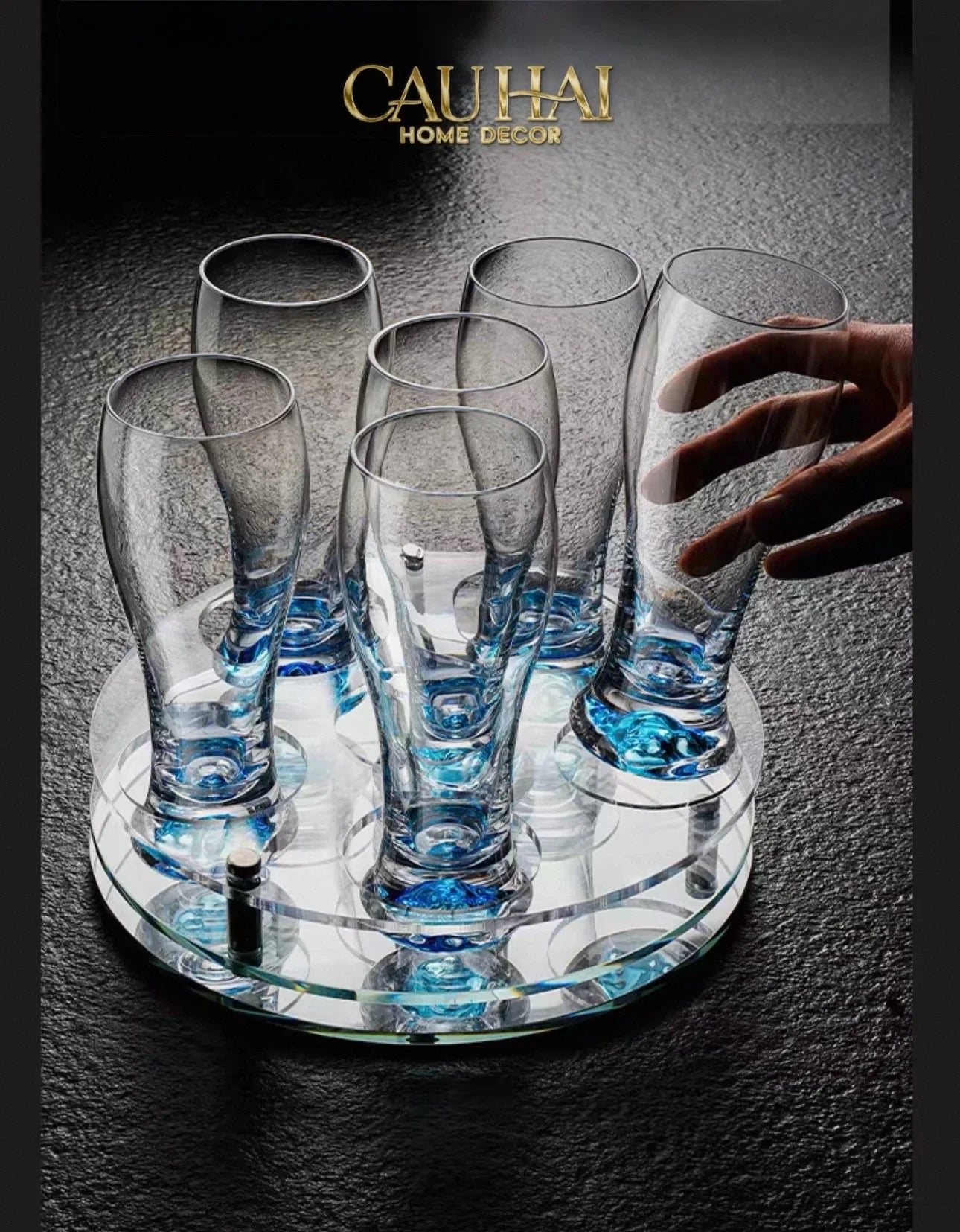 Maison Couture - Set 6 Ly Bia Thuỷ Tinh Oceanami & Cristalleries Stemware Rack 320Ml-CẬU HAI HOME DECOR