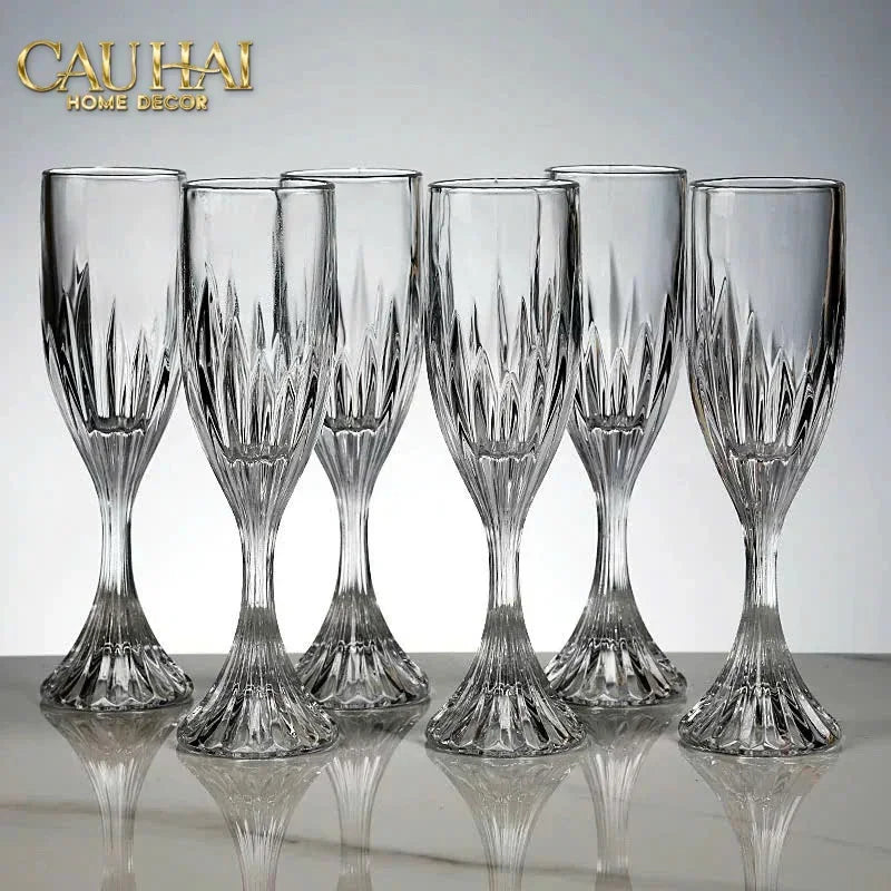 Maison Couture - Set 6 Ly Pha Lê Champane Facetté Éclat Cristalleries Champagne Glasses 170ml-CẬU HAI HOME DECOR