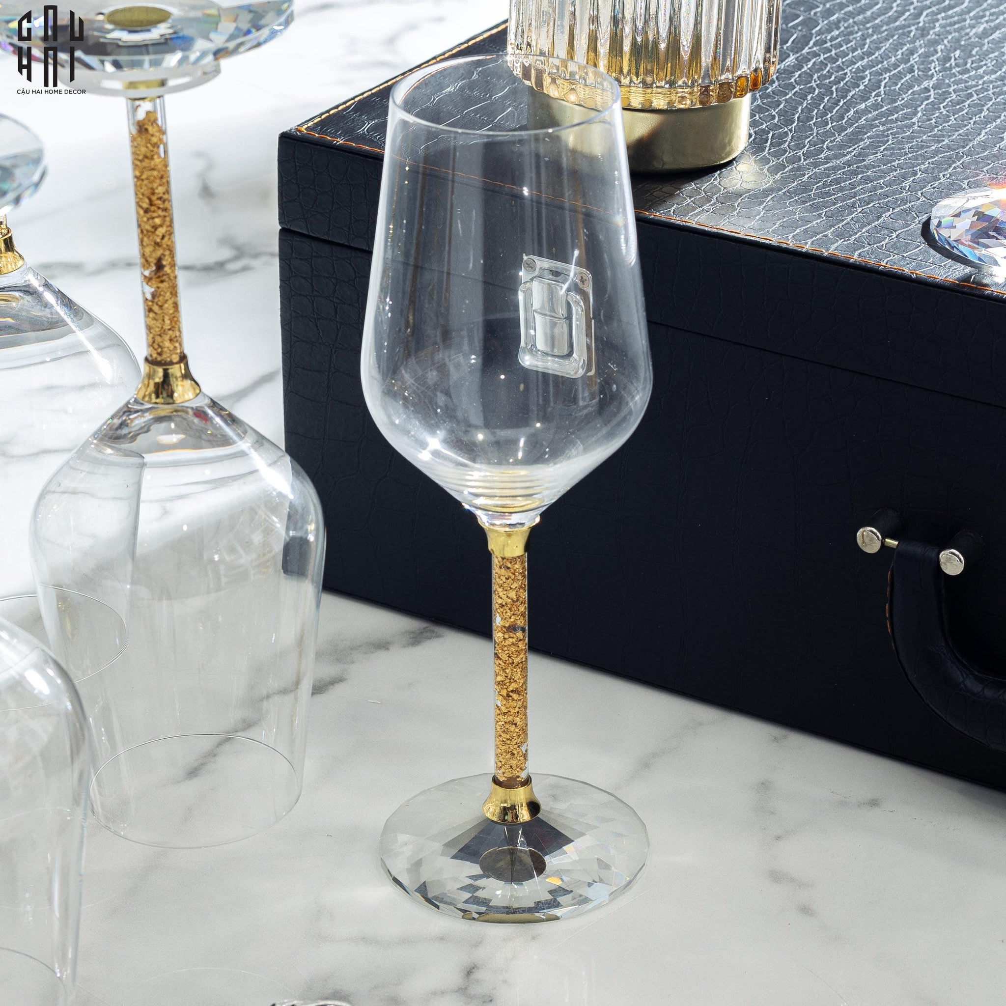 Maison Couture - Set Bình Decanter Ritz - Carlton Leather Box 8 Ly 430Ml-CẬU HAI HOME DECOR