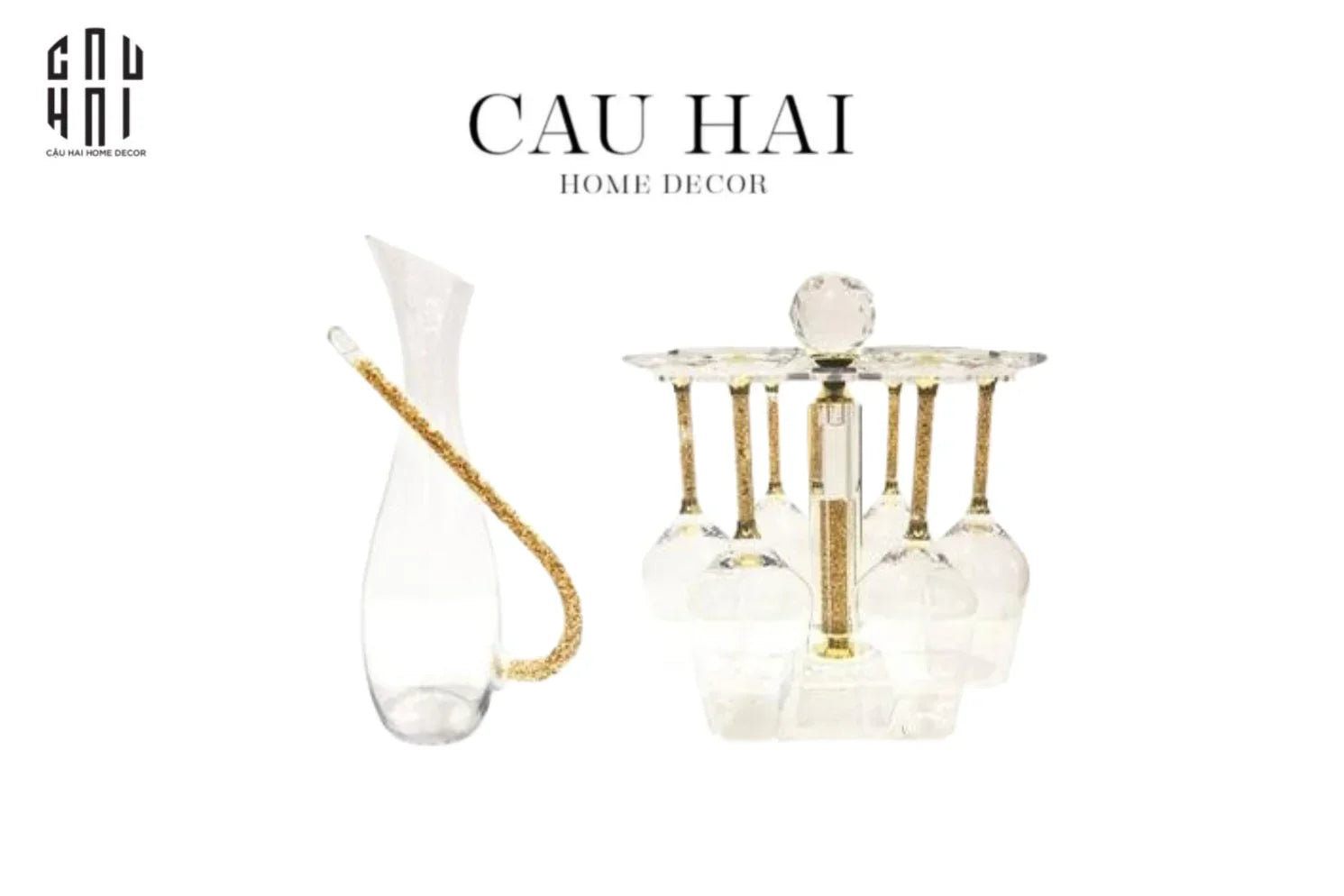 Maison Couture - Set Bình Decanter Ritz - Carlton Leather Box 8 Ly 430Ml-CẬU HAI HOME DECOR