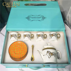 Maison Couture - Set Bình Trà 6 Tách La Selle Royale H Class Tea Set Orange Harnais 19pcs-CẬU HAI HOME DECOR