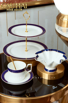 Maison Couture - Set Bình Trà Belle Vie Luxe Blanc & Bleu Minuit Signature 15 Pcs-CẬU HAI HOME DECOR