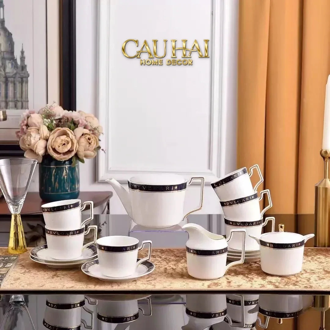 Maison Couture - Set Bình Trà Belle Vie Luxe Blanc & Bleu Minuit Signature 15 Pcs-CẬU HAI HOME DECOR