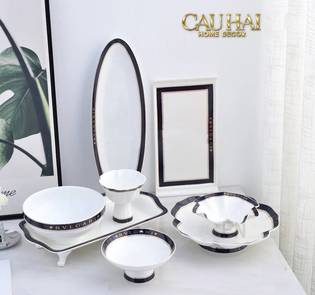 Maison Couture - Set Bình Trà Belle Vie Luxe Blanc & Bleu Minuit Signature 15 Pcs-CẬU HAI HOME DECOR