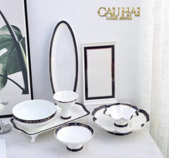 Maison Couture - Set Bình Trà Belle Vie Luxe Blanc & Bleu Minuit Signature 15 Pcs-CẬU HAI HOME DECOR