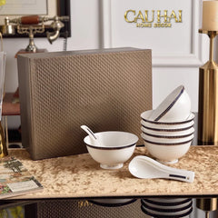 Maison Couture - Set Bình Trà Belle Vie Luxe Blanc & Bleu Minuit Signature 15 Pcs-CẬU HAI HOME DECOR