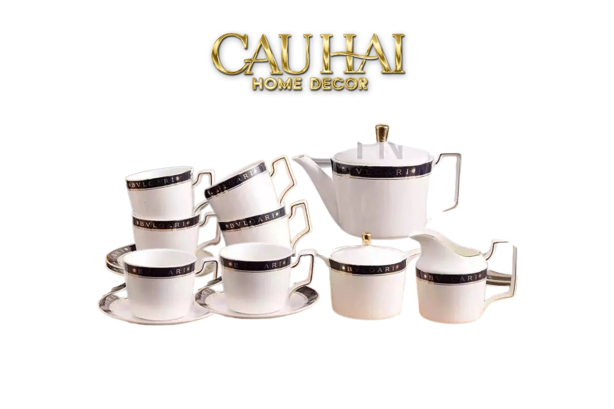 Maison Couture - Set Bình Trà Belle Vie Luxe Blanc & Bleu Minuit Signature 15 Pcs-CẬU HAI HOME DECOR
