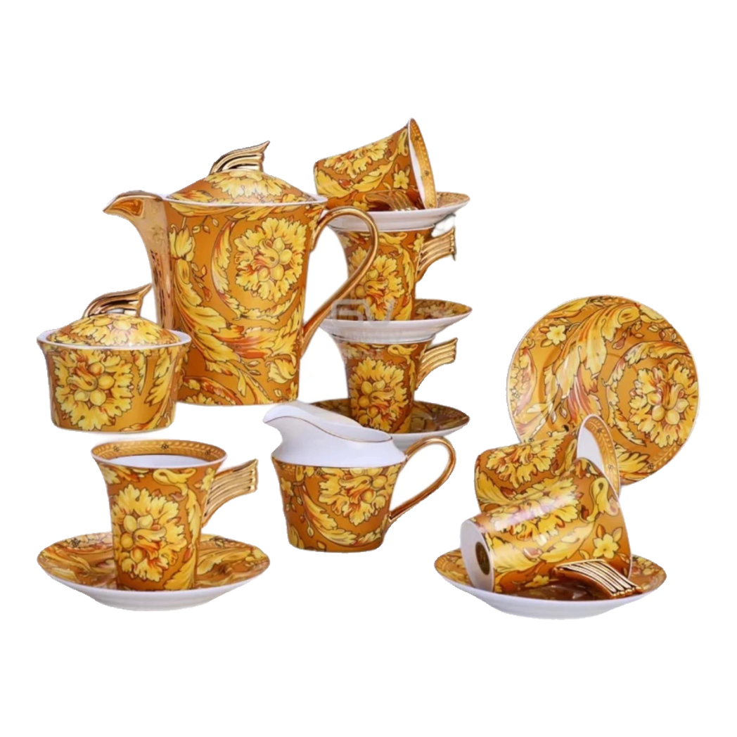 Maison Couture - Set Bình Trà / Cà Phê 15pcs Signature V Class Barocco Gold Spéciale Tea/Coffee Set-SET BÌNH TRÀ-CẬU HAI HOME DECOR-CẬU HAI HOME DECOR