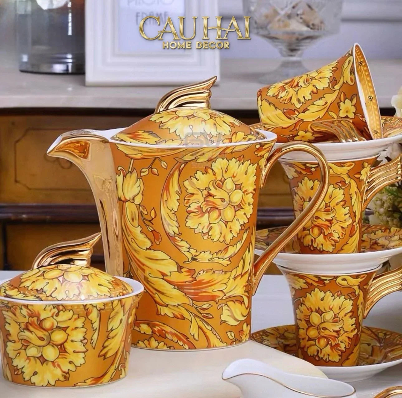 Maison Couture - Set Bình Trà / Cà Phê 15pcs Signature V Class Barocco Gold Spéciale Tea/Coffee Set-CẬU HAI HOME DECOR