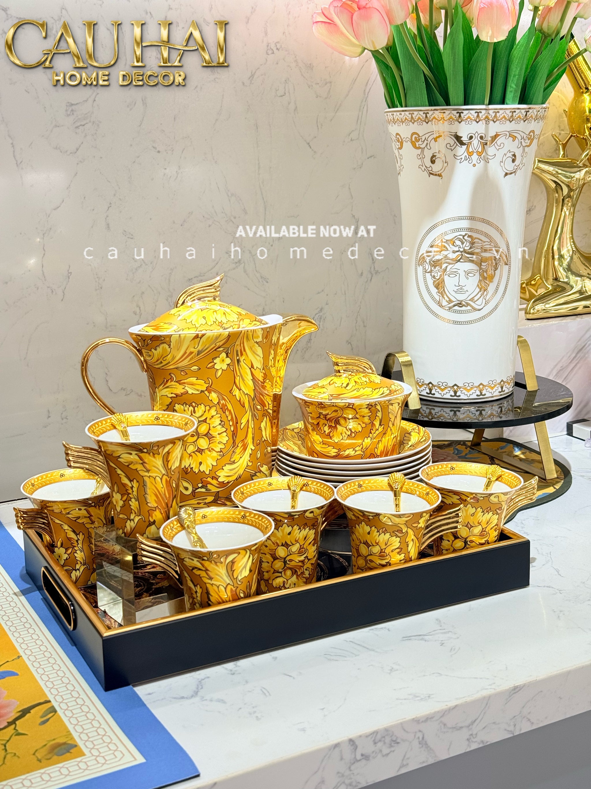 Maison Couture - Set Bình Trà / Cà Phê 15pcs Signature V Class Barocco Gold Spéciale Tea/Coffee Set-CẬU HAI HOME DECOR