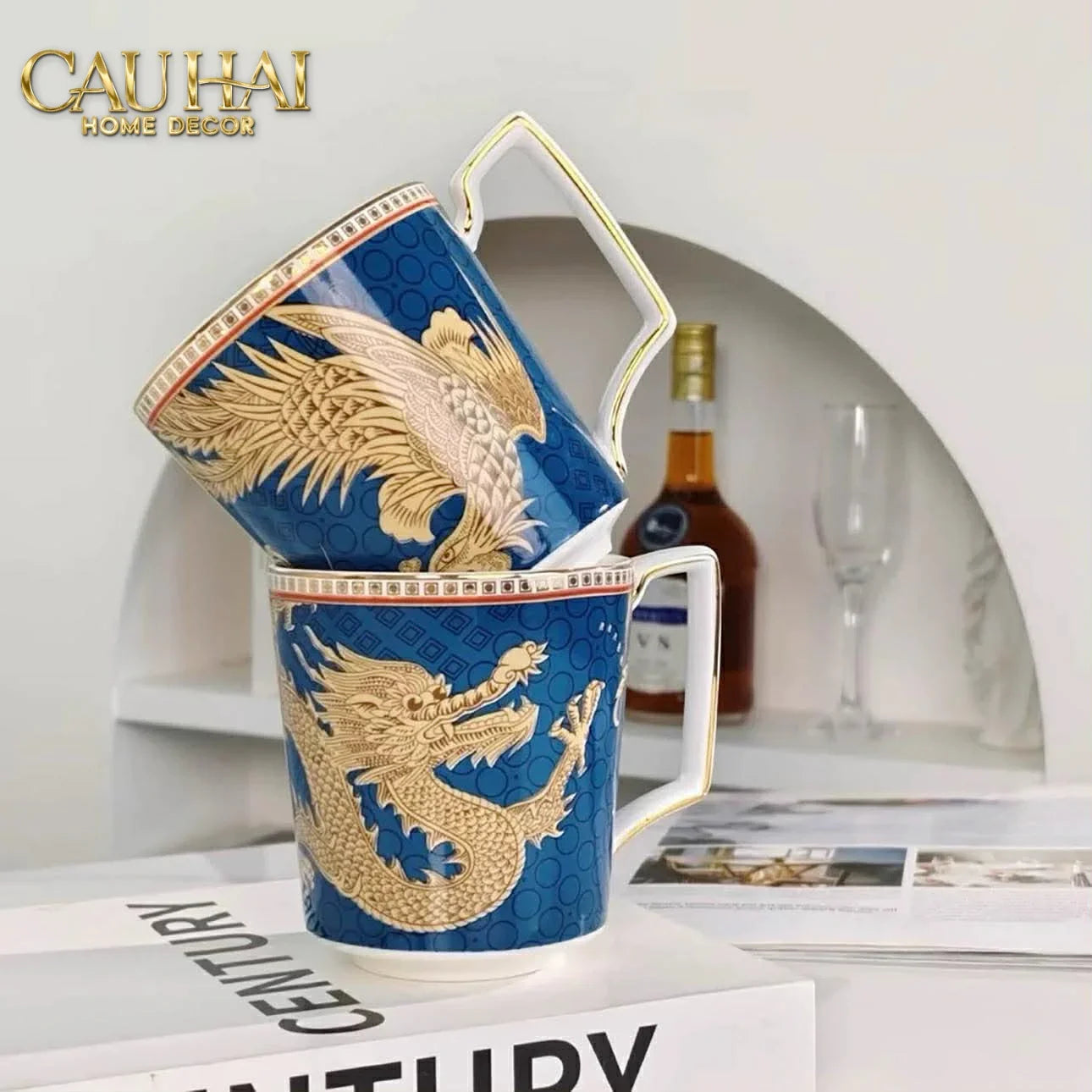 Maison Couture - Set Bình Trà Long Phụng 6 Tách - Dynasty Eternal Ascendant Guardian Dou 13Pcs-CẬU HAI HOME DECOR