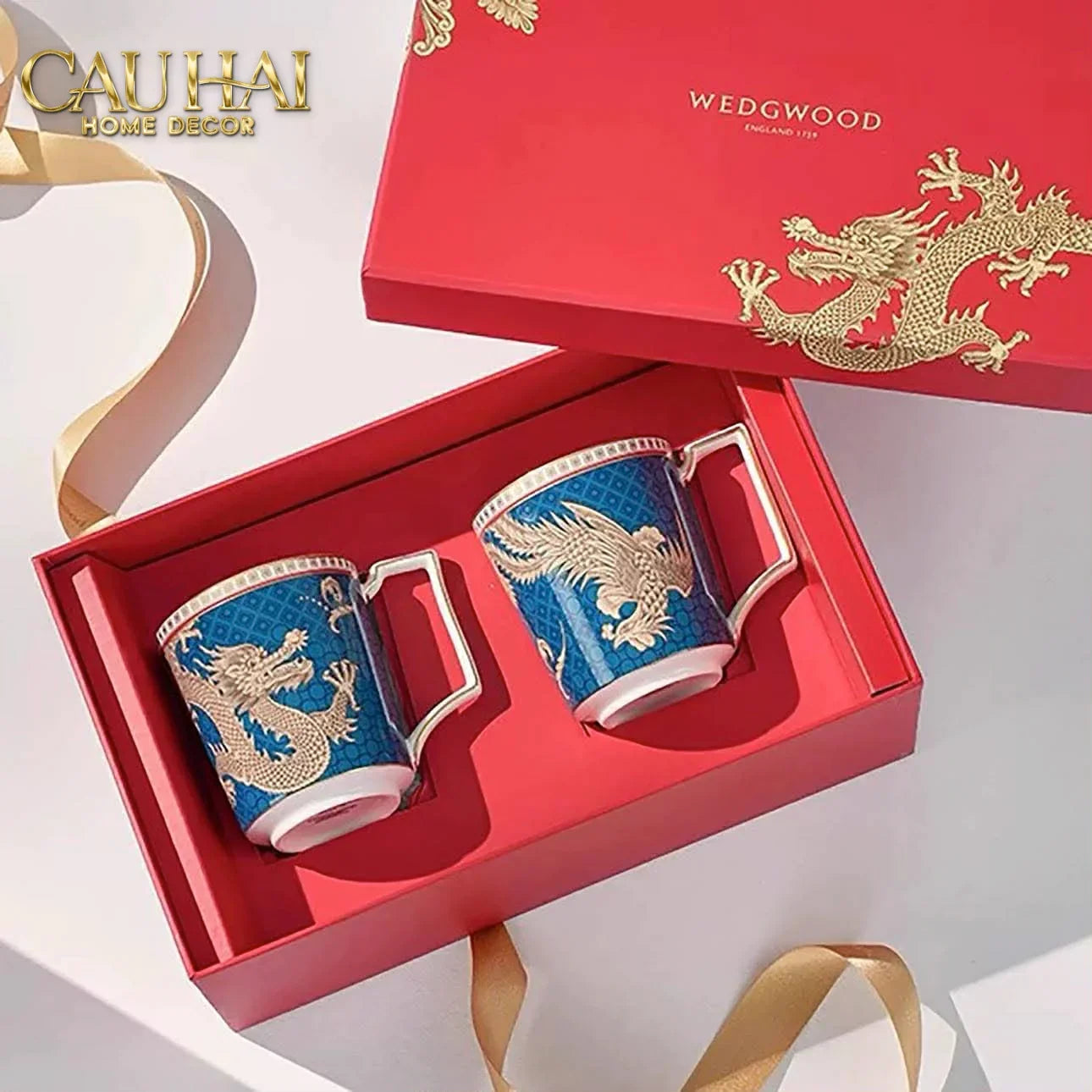 Maison Couture - Set Bình Trà Long Phụng 6 Tách - Dynasty Eternal Ascendant Guardian Dou 13Pcs-CẬU HAI HOME DECOR