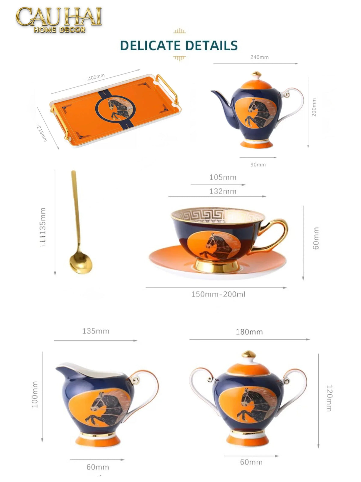 Maison Couture - Set Bình Trà Regal Legendary Impérial Noble Équestre Tea Set 15pcs-BỘ BÌNH TRÀ-CẬU HAI HOME DECOR-CẬU HAI HOME DECOR