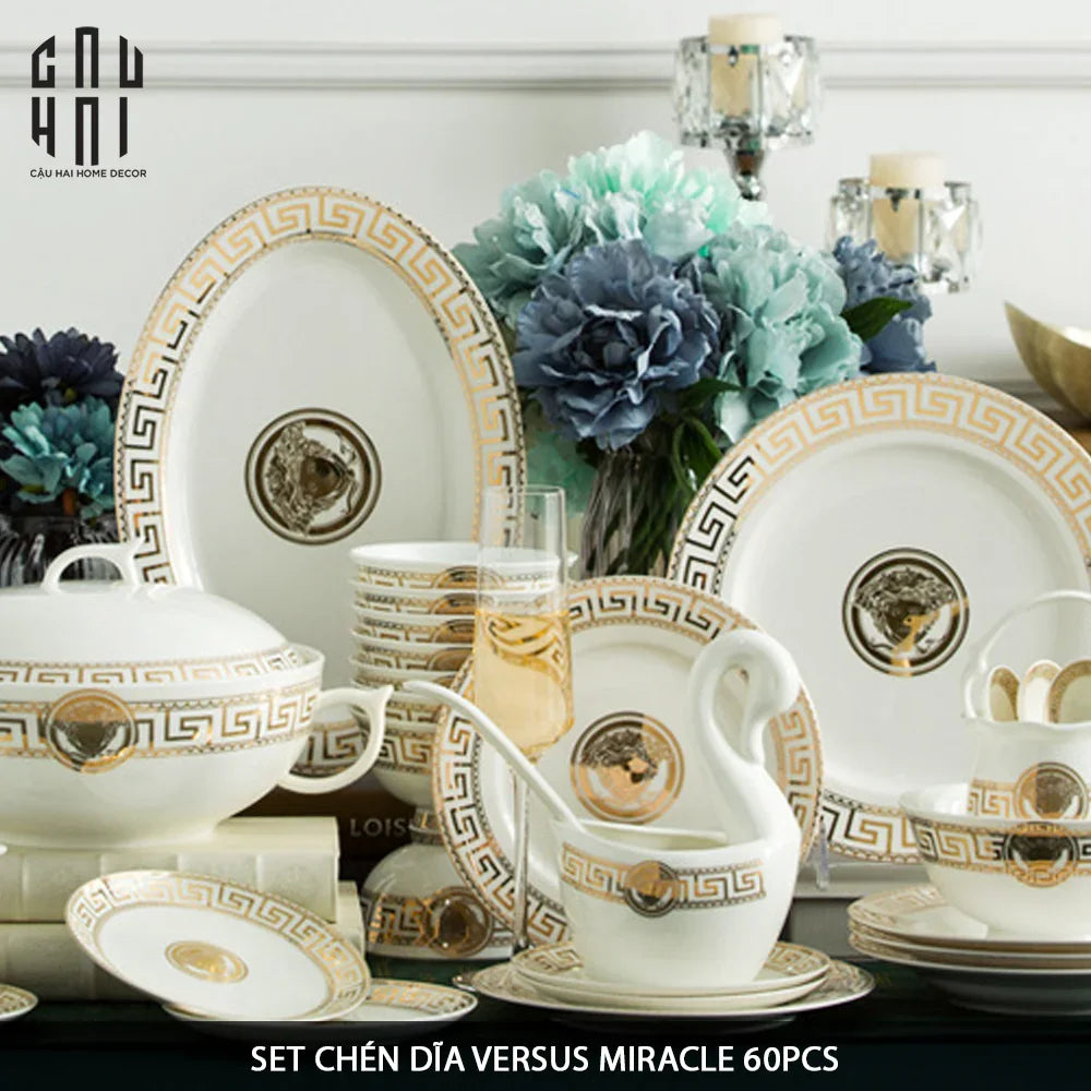 Maison Couture - Set Chén Dĩa Greek Key Meander V Class D'Ivoire Roman 60 Pcs-CẬU HAI HOME DECOR