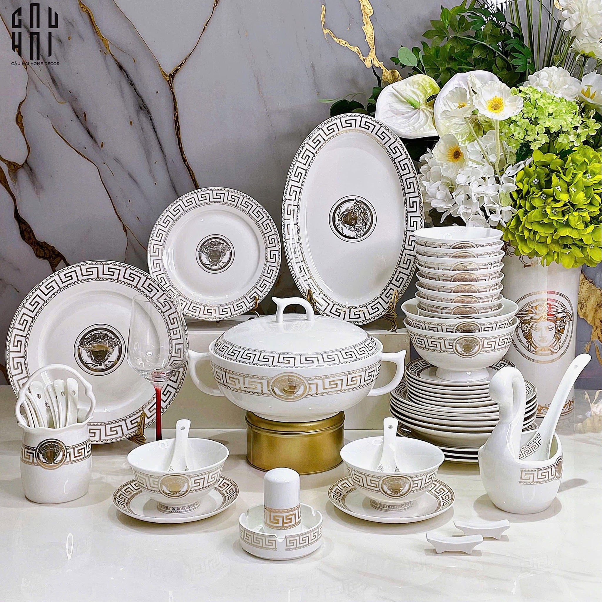 Maison Couture - Set Chén Dĩa Greek Key Meander V Class D'Ivoire Roman 60 Pcs-CẬU HAI HOME DECOR
